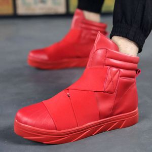 High Top Red Men's Casual Sports Fashion Platform Designer Buty Mężczyźni oddychający, nie pośpieszne trampki dla deskorolki dla mężczyzny