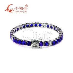 Armband Artifical Blue Color Sapphire Tennis 3mm 4mm 5mm 6.5mm Armband S925 Silver White Moissanite Armband Fine Jewelry Gfit Party Party