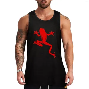 Canotte da uomo Rana da arrampicata rossa (fondo nero) T-shirt da palestra senza maniche per uomo Bodybuilding