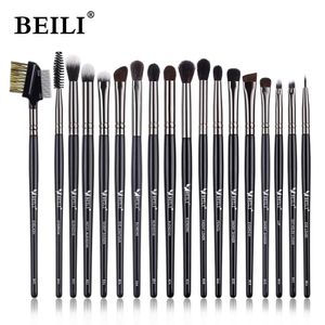 Fırçalar Beili Black 1019pcs Göz Makyaj Fırçaları Doğal Keçi Saç Göz Farı Kaş Eyeliner Makyaj Fırçası Set Brochas Maquille