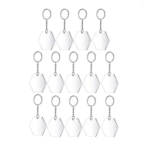 Keychains 24 Sets Acrylic Keychain Transparent Hexagon Pendant Chains And For DIY Key Rings