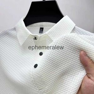 Мужские футболки, одежда, летняя новая мужская рубашка-поло с короткими рукавами и короткими рукавами, дышащая деловая деловая однотонная футболка для гольфа из ледяного шелка, однотонная футболка для гольфа