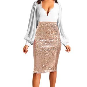 Sexy Shiny Sequin Skirt Women High Waist Glitter Gold Silver Stretchy Pencil Skirts Ladies Knee Length Party Club Midi Skirt 240110