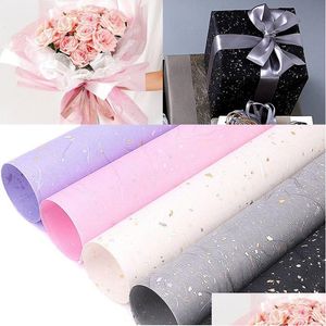 Gift Wrap Waterproof Paper 10Pcs/Lot 60X60Cm Florist Shining Christmas Wedding Valentine Flower Bouquet Decor Drop Delivery Home Gar Dh38K