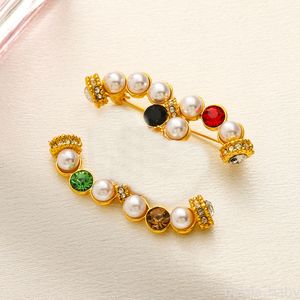 High Quality Colored Pearl Brooches Designer Brooch Pin Brand Letter 18K Gold Brooch Pins Women Jewelry Party Gift