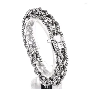 Braccialetti di collegamento 12mm Heavy Punk Retro Bracciale da uomo Hiphop Acciaio inossidabile 316L Twist Rope Chain Bangle Accessori di gioielli maschili