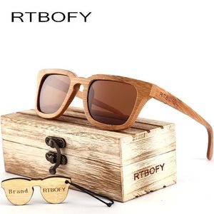 RTBOFY 2017 WOOD SUNGLASSES MEN SQUARE BAMBUS SUNGLASSES Vintage Wood HD Lens Frame Handgjorda solglasögon för män Eyewear Oculos295p