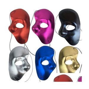 Maschere per feste Maschera Mezza faccia sinistra Fantasma della notte Opera Uomo Donna Masquerade Ballo in maschera Forniture festive di Halloween Consegna di goccia Dhnhz