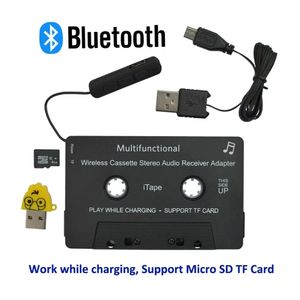Conectores mais novo adaptador de cassete sem fio itape csr v4.0 + edr bluetooth funciona durante o carregamento receptor de áudio estéreo para reprodutor de deck de carro