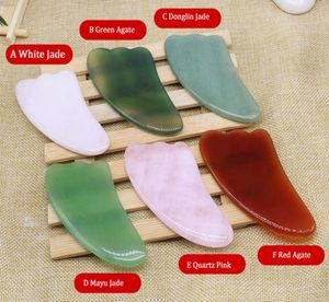 Tamax JD016 White pink Rose Quartz Green agate Dongling Jade Guasha Board Natural Stone Scraper Gua Sha Tools For Acupuncture Pres6415056