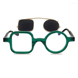 Okulary przeciwsłoneczne Ramki Wysokiej klasy ręcznie robione optyczne podwójne soczewki okrągłe kwadratowe rama vintage talerz okularowy męskie okulary przeciwsłoneczne