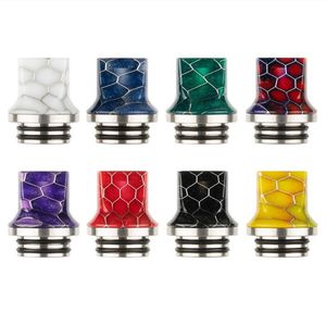 Epoxy Resin Flat Mouth Drip Tip Snake Skin Grid Cobra Wave Wide Bore Square Mouthpiece For for 810 Thread