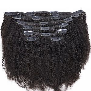 4C Clip Virgin Human Hair Bundle Weft Tight Liten Afro Kinky Curly 120 Gram in For African Black Women 240110