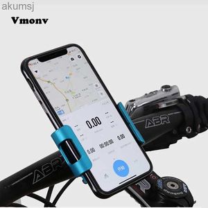 Cell Phone Mounts Holders Vmonv 360 Rotation Bike Mobile Phone Holder For Aluminum Motorcycle Bicycle Phone Support Cycling Bracket Mount 3.5-6.5 YQ240110