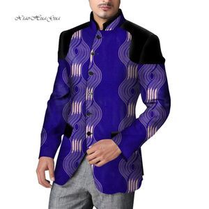 Blazers africanos roupas masculinas de manga longa fino ajuste extravagante blazers terno topos jaquetas casaco africano cera impressão gola outwear wyn524