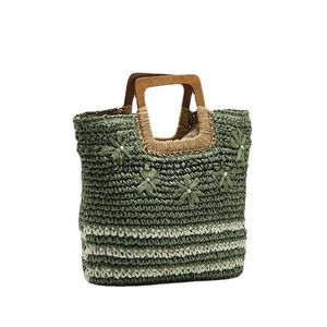 Totes Craft Borsa termica portatile ricamata a mano in carta tessuta con occhi di bacche