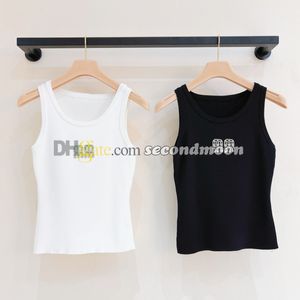 Spring Summer Yoga Tanks Women Rhinestone Letter Vest Sexy Knitted t Shirt Sport Tight Vests