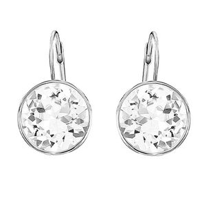 Orecchini Swarovski di design da donna, fascino di alta qualità, orecchini rotondi in platino Bella per donne che utilizzano orecchini di diamanti d'acqua intarsiati rotondi di cristallo