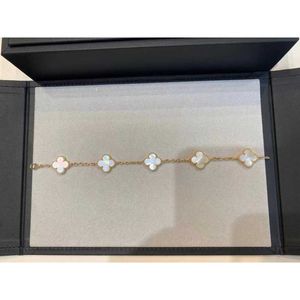 Designer Van Cl-Arp Pulseira V ouro alta edição Fanjia cinco flores pulseira de trevo de quatro folhas feminino branco fritillary vermelho ágata diamante 7CTF