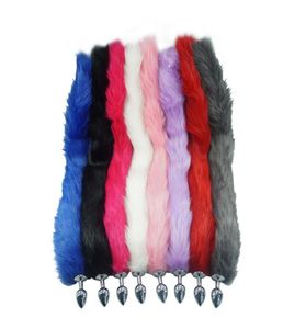 8 color for choose 78cm length long fox Tail Dia 27mm Anal Plug Metal Butt plug Role Play Flirting Fetish dog tail sex Toy S922316986