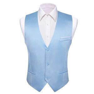 Jacken Klassische Slim Fit Anzugweste für Männer Babyblau V-Ausschnitt Weste Krawatte Sets Freizeit Bräutigam Party Hochzeit Designer Barry.wang Dm24