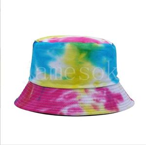 Adult Bucket Hat Fisherman Hat Reversible Fishing Hats Colourful Graffiti Caps Hip Hop Creative Tie Dye Gorros Men Women de527