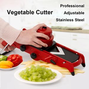 Fatiador de bandolim profissional ajustável e cortador de frutas tipo V em aço inoxidável Cortador manual de vegetais para cozinha 240110