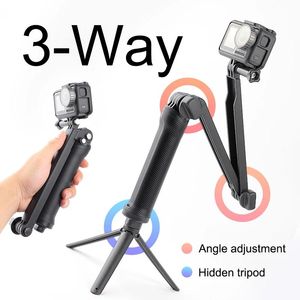 Monopods 3 Way Selfie Stick Monopod Wydłuj mocowanie statywu dla GoPro Hero 10 9 8 7 6 5 4 Xiaomi Sjcam Eken Dji Go Pro Action Camera