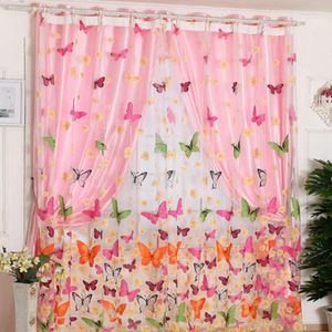 Curtain 1PC Tulle For Bedroom Kitchen Kids Room Decoration Louver Window Treatments Romantic Butterfly Pattern Sheer Drape