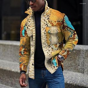Men's Jackets Autumn And Winter 2024 Men's Long Sleeve Loose Thermal 3D Printed Python Jacket Sports Casual