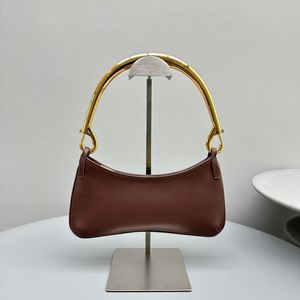 Bolsa de noite de designer de qualidade espelhada para mulheres Couro liso estruturado bolsa de ombro ouro metal luxo mosquetão alça bolsa de ombro com caixa