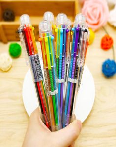 Japan och Sydkorea Creative Cute Cartoon Multicolor Ballpoint Pen Studenter Press Color Personality Oil Pen Stationery 6 Färg 1911776