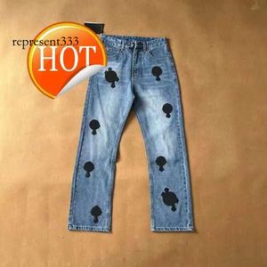 designer di jeans viola che preparano vecchi jeans cromati lavati cromati pantaloni dritti canoro stampe da ricamo a croce per le donne uomini casual long stile e7x8