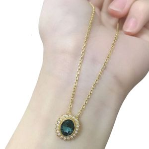 Swarovskis Necklace Designer Women Top Quality Pendant Necklaces Blue Droplet Necklace Female Swallow Element Blue Crystal Pearl Collar Chain Female