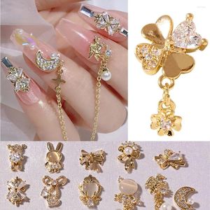 Nail Art Dekorationen DIY 3D Bär Metall Zirkon Maniküre Werkzeuge Perle Strass Schmuck Kristall Anhänger Kette