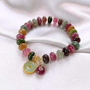 Braccialetti di vendita calda alla moda naturale colorato tormalina pietra 14 carati oro riempito braccialetto di fascino femminile gioielli per le donne regali di Natale