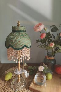 Lampy stołowe ręcznie robione niestandardowe zielone zielone zielone świeży salon dekoracyjny światła sypialnia nocna atmosfera kreatywny prezent