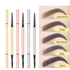 Borstar Anpassa ögonbrynspennor med pensel Slim Gold Waterproof Pen Thin Eye Brow Label Custom Branding Tint Makeup