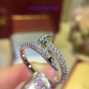 Modesring Carter Ladies Rose Gold Silver Lady Rings Heart White Nail Simulation Stone Full Diamond Non Female Instagram Trend med Original Box