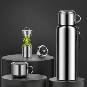 Outdoor Stainless Steel Thermos Vacuum Flask Large Capacity Smart Thermos Water Bottle Temperature Display Insulated Coffee Mug 240110