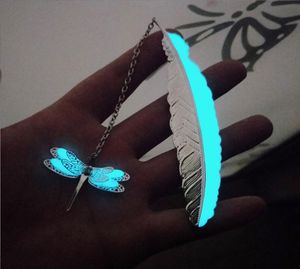 Kawaii Silver Metal Feather Bookmarks Luminous Dragonfly Butterfly Bookmarks For Books Office Stationery Gifts School Supplies8596221