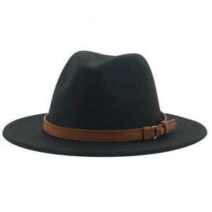 Fedora Hats for Women Mężczyzny szerokie gądzą solidne kapelusze hats pasek klasyczny formalny sukienka khaki czarne zimowe czapki sombreros de mjer 240110