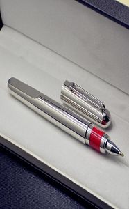 Top Luxury Gift Pen Högkvalitativ m -serie Magnetic Shut Cap Rollerball Pen Ballpoint Pens Silver och Gray Titanium Metal Stationer1230958