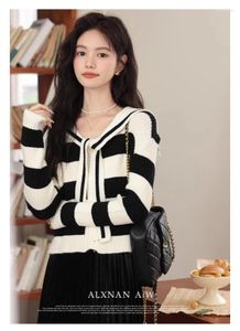 Women's Sweaters Striped Navy Collar Knitted Sweater Women Autumn Winter Preppy Style Slim Short Pullover Korean Fashion Vintage Tops