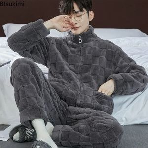 2023 männer Verdicken Warme Pyjamas Sets Flanell 2 Stück Nachtwäsche Männlichen Herbst Winter Hause Anzug Weiche Nachtwäsche Pijama Loungewer 240109