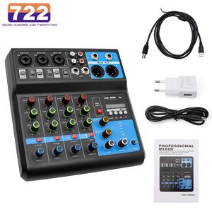 F5A Audio Mixer 5channel Sound Table Professional Computer Stage Recording USB Card High Low Tone DJ Equipment y240110