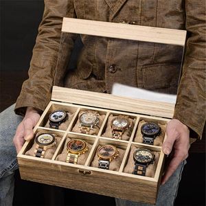 Scatole per orologi Custodie Scatola BOBO BIRD Organizzatore in legno Portaoggetti Accessori per orologi Posizionamento di gioielli Custodia per orologi da polso con cuscini Senza248y