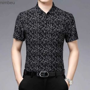 Men's T-Shirts Streetwear Fashion Men Short Sleeve Black Floral Shirts Y2k Summer Quick Dry Lucky Cloud New Holiday Casual Lapel Loose Top 2023L240110