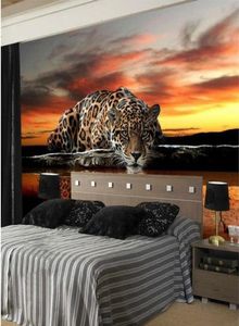 Anpassad PO Wallpaper 3D Stereoskopisk djur Leopard Mural tapet vardagsrum sovrum soffa bakgrund väggmålningar tapeter9016688