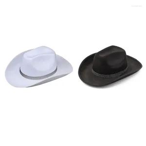 Boinas Moda Cowboy Chapéu Grande Brim Party Top Adulto Adolescente Cabeça Acessórios